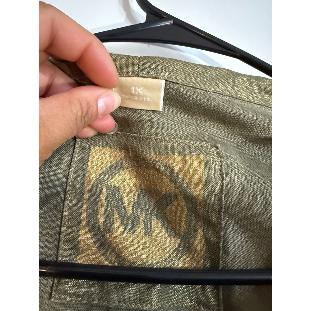 Michael Kors Metallic Olive Green Utility Jacket-size 1X - Picture 7 of 12